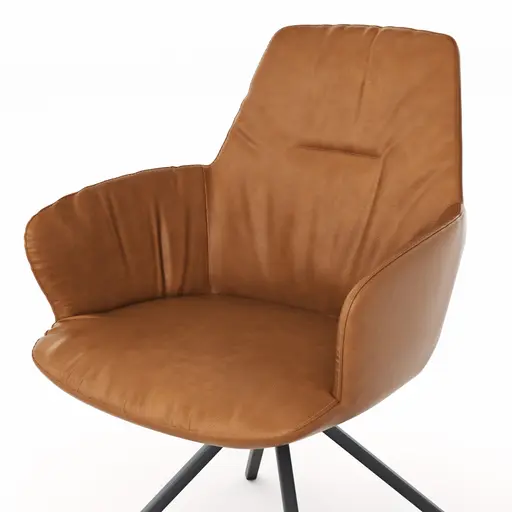 Armlehnstuhl Pegara - Leder, Cognac