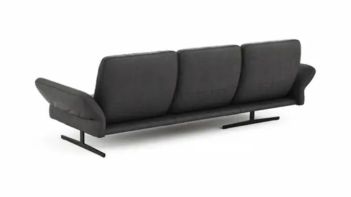 Ecksofa  Alexander -  Longchair links mit 3-Sitzer inkl. Kopfstütze/Armlehne verstellbar, Leder, Grau