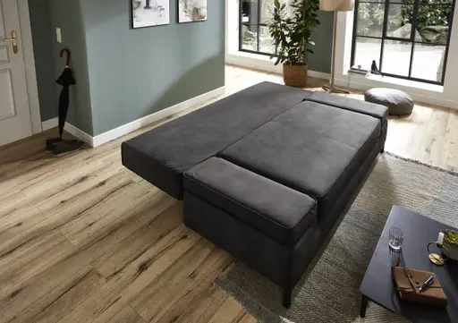 Schlafsofa- 2 Sitzer, Inkl. Bettkasten, Stoff, Anthrazit