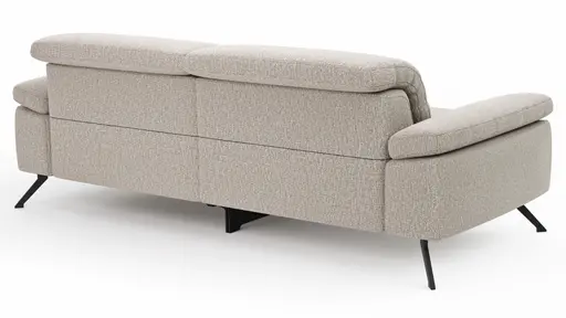 Sofa Rafaela 2.0 - 3-Sitzer inkl. 1x Relaxfunktion und Kopfteile verstellbar, Stoff, Champagner