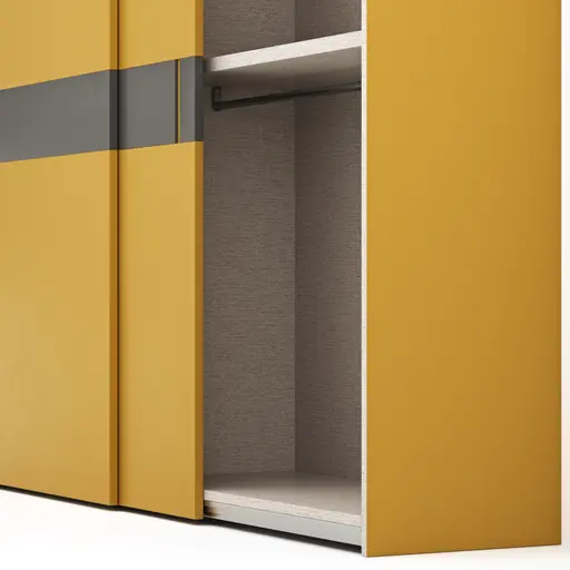 Schiebetürenschrank Loretto - B ca. 280 cm, Lack matt, Safrangelb