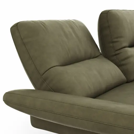 Sofa Alexander - 3-Sitzer inkl. Kopfstütze/Armlehne verstellbar, Leder, Olive