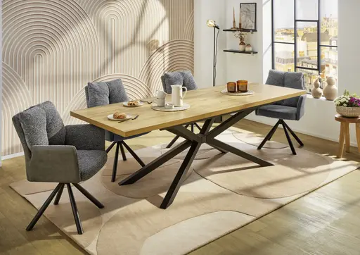 Armlehnstuhl - drehbar, Webstoff, Grau, Microfaser, Vintage grau