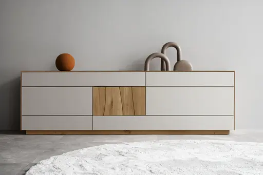 Sideboard Mileto - BHT ca. 234x65x46 cm, MDF, Lichtgrau, Naturdesign