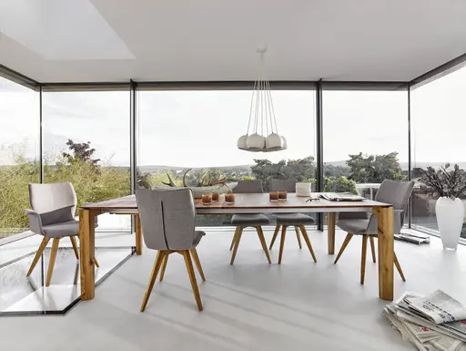 Esstisch 3400 - ausziehbar, LB ca. 200x100 cm, Asteiche massiv, Geölt, Gedrehter Fuss