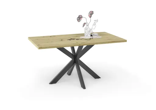 Esstisch - LB ca. 160x90 cm, Asteiche, Schwarz