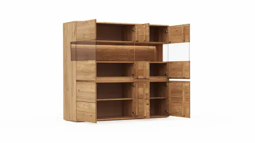 Highboard Hillsboro - inkl. Beleuchtung, Wildeiche natur, geölt