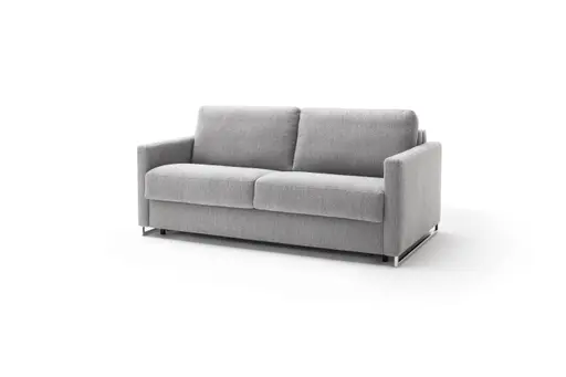 Sofa Nuoro - 2,5-Sitzer inkl. Schlaffunktion, Armlehne mit Kufe, Stoff, Grau