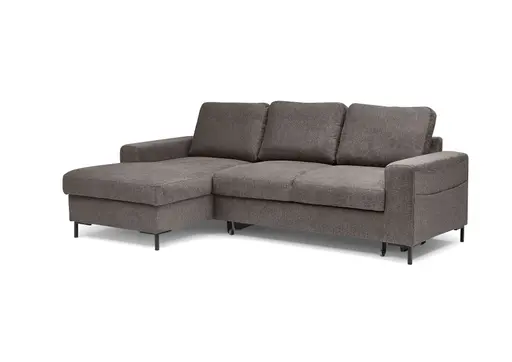 Ecksofa - Longchair links mit 2-Sitzer, Stoff, Mocca