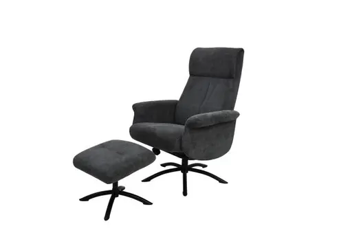 TV-Sessel MORTON mit Hocker - drehbar, Stoff, Grau