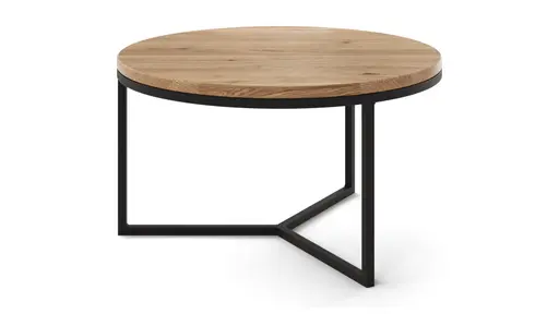 Couchtisch Joan 2- LBH ca. 58x58x33 cm, Asteiche massiv, Gestell schwarz