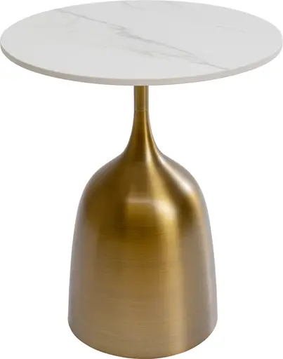 Beistelltisch- D ca. 45 cm, Edelstahl, lackiert, Gold, Keramik, lackiert, Weiß
