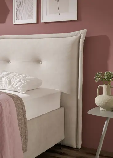 Polsterbett EM Mirano - mit Matratze, Liegefläche ca. 180x200 cm, Stoff, Beige