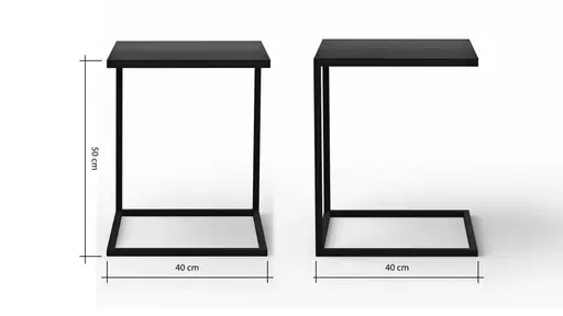 Überstelltisch Kai - LBH ca. 40x40x50 cm, Metall, Schwarz