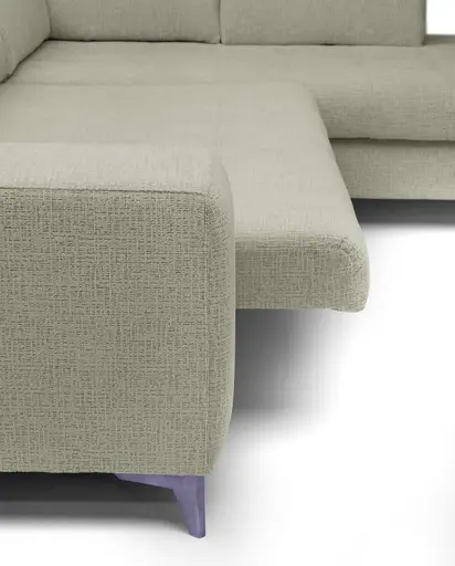 Ecksofa -2-Sitzer mit Ecke rechts, Kopfteil verstellbar, Sitztiefe verstellbar motorisch, Stoff, Perlmutt