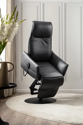 Relaxsessel Marsala - inklusive Motorischer Verstellung und Aufstehhilfe, Leder, Grau