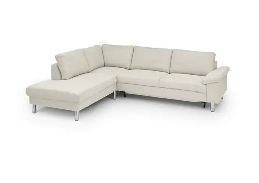 Ecksofa COOL - Ecke links mit 2,5-Sitzer, Querschläfer, Stoff, Natur