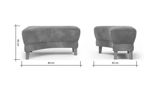 Hocker Stamford - gebogen, Links, LB ca. 89x65 cm, Stoff, Anthrazit