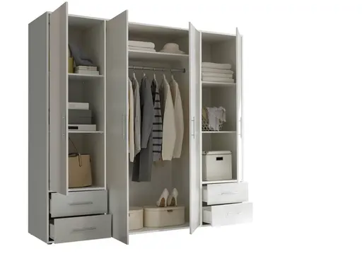 Drehtürenschrank- B ca. 206 cm, Weiß