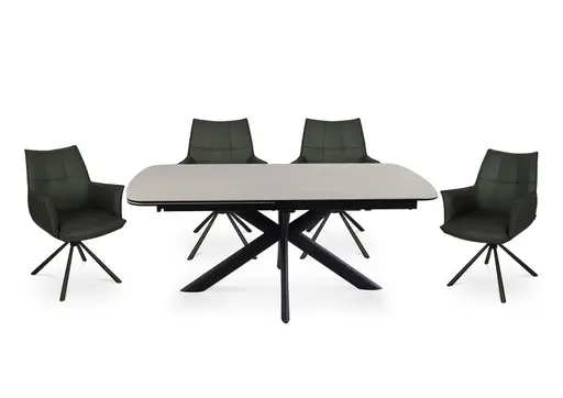 Esstisch MAXIE - ausziehbar, LB ca. 190x98 cm, Glaskeramik, Travertin farbig