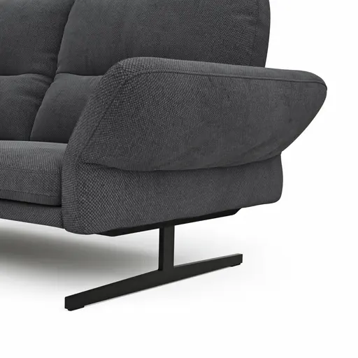 Ecksofa  Alexander - Longchair links mit 3-Sitzer inkl. Kopfstütze/Armlehne verstellbar, Stoff, Dunkelgrau