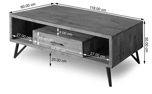 Couchtisch - LB ca. 118x60 cm, Akazie massiv