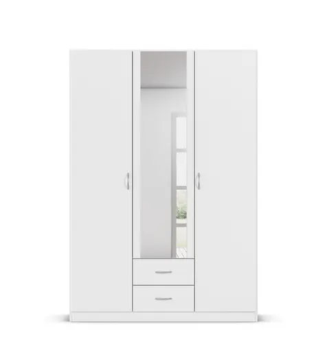 Drehtürenschrank- B ca. 136 cm, Weiß, Spiegel