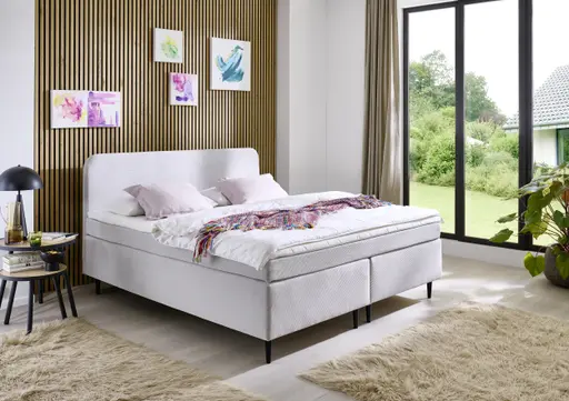 Boxspringbett- Liegefläche ca. 180x200 cm, Stoff, Silber