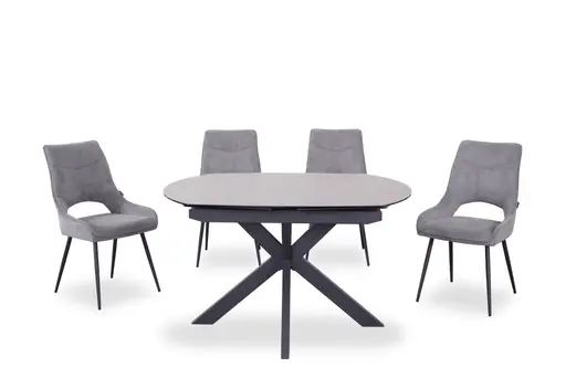 Esstisch MEGGIE - ausziehbar, LB ca. 130x100 cm, Glaskeramik, Grau