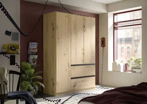 Drehtürenschrank RASA- B ca. 136 cm, Eiche  Dekor