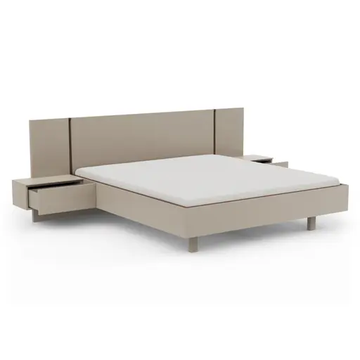 Bettanlage Matera - Liegefläche ca. 180x200 cm, Lack, Muschelgrau, Wildeiche, Coffee