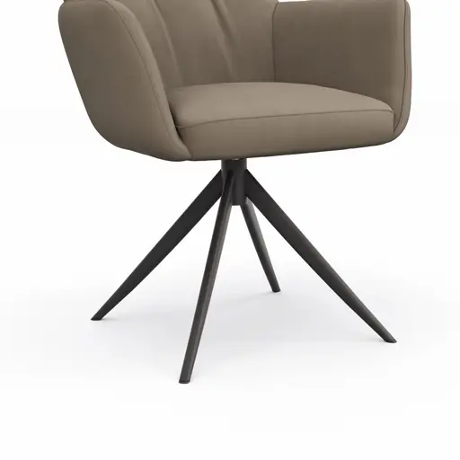 Armlehnstuhl Nashville - drehbar, Leder, Taupe