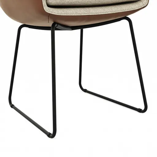 Armlehnstuhl Macano - Stoff & Leder, Beige, Cognac