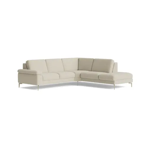 Ecksofa Aracena - 2,5-Sitzer mit Rundecke und Abschlussteil rechts, Stoff, Natur