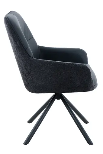 Armlehnstuhl - drehbar, Leder & Stoff, Schwarz