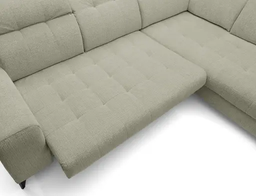 Ecksofa -2-Sitzer mit Ecke rechts, Kopfteil verstellbar, Sitztiefe verstellbar motorisch, Stoff, Perlmutt