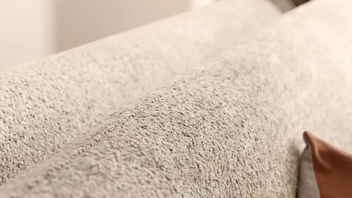 Ecksofa Karasu - 3-Sitzer mit Ottomane rechts, Stoff, Natur