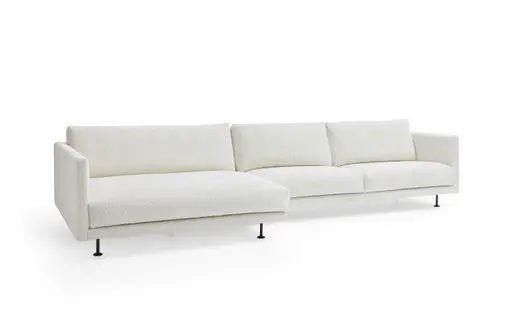 Ecksofa Cuneo - Longchair links, 2-Sitzer, Boucle, Creme