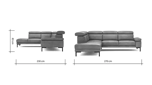 Ecksofa Hudson - Ecke links mit 2,5-Sitzer inkl. Kopfteil verstellbar, Leder, Braungrün