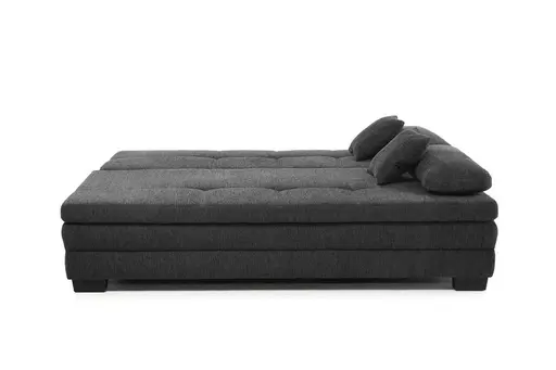 Sofa JONAH - 2-Sitzer inkl. Schlaffunktion und Bettkasten, Stoff, Dunkelgrau