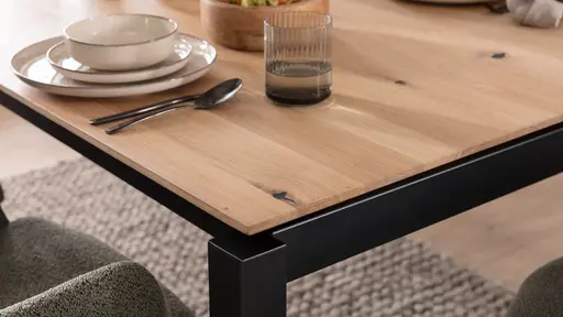 Esstisch Rushmore - ausziehbar, LB ca. 180x100 cm, Eiche massiv, bianco geölt