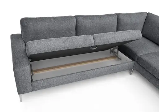 Ecksofa CALM 2.0 - 2,5-Sitzer mit Ecke rechts, Schlaffunktion mit Bettkasten, Stoff, Anthrazit
