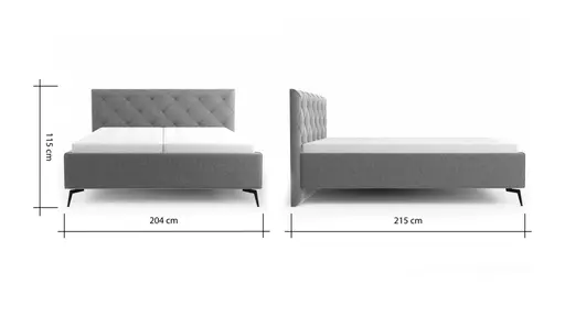 Bettgestell Carmen - Liegefläche ca. 180x200cm, Stoff, Dunkelgrau