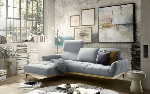 Ecksofa EDDIE - Ecke links, 2-Sitzer inkl. Rückenverstellungen, Stoff, Dunkelgrau