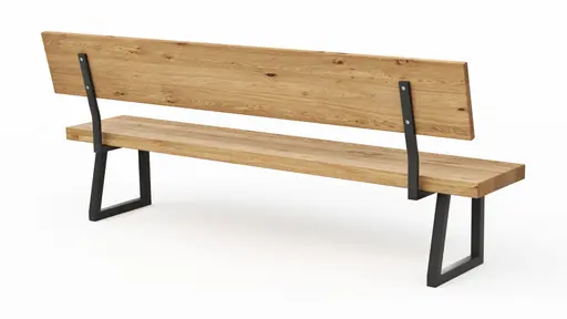 Holzbank Clifton - mit Rückenlehne, Breite ca. 220cm, Wildeiche massiv, natur