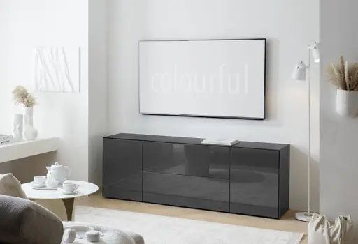 Lowboard - B ca. 181 cm, Anthrazit, Keramikoptik