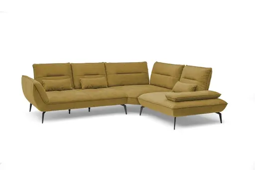 Ecksofa PAYTON - 2,5-Sitzer, Ecke rechts inkl. Rückenneigung, Armteilverstellung, Stoff, Senfgelb