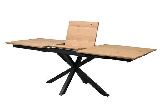 Esstisch MAKAIO - ausziehbar, LB ca. 180x90 cm, Eiche Furnier, Schweizer Kante, Schwarz