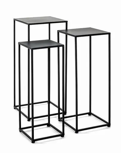 Blumensäule- 3 er Set, Metall, Schwarz