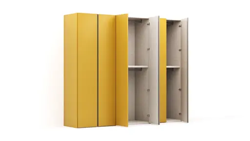 Drehtürenschrank Loretto - B ca. 280 cm, Lack matt, Safrangelb